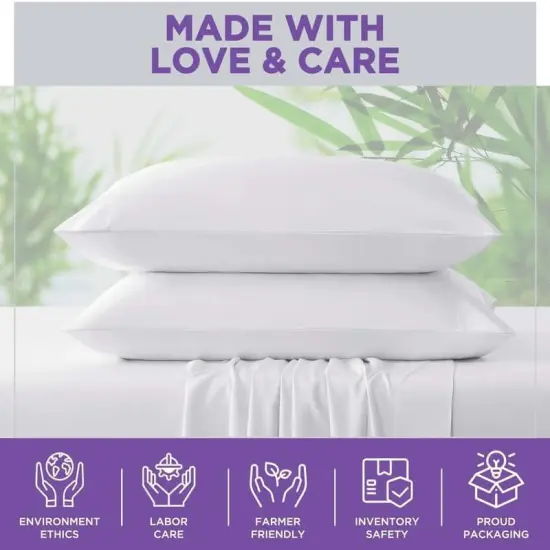 1000 Thread Count Queen White Pillow Cases Set of 2-100% Egyptian Cotton with Long-Staple Combed Pillows for Sleeping, Soft & Silky Bed Pillow Cover {5}