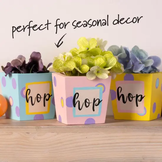 Plaid Wood Unfinished Square Planter, 3" x 3" x 3" Wooden Surface Perfect for DIY Arts and Crafts Projects {4}