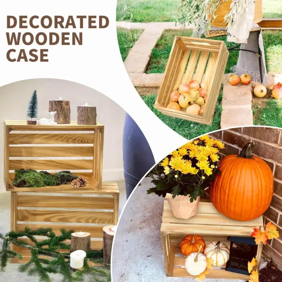 6 Pcs Decorative Wood Crates for Display, 6 Size Large Farmhouse Wooden Basket for Storage Container and Decorations, Rustic Nesting Crates Decor Boxes with Handle {4}