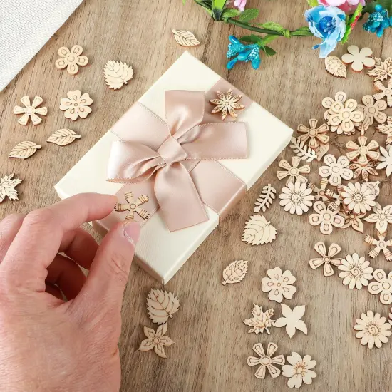100 Pack Wooden Flower Cutouts for Crafts {3}