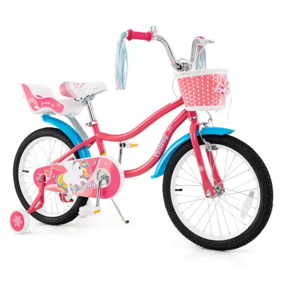 Honeyjoy 14/18 Inches Kids Bicycle with Training Wheels & Basket for Boys & Girls {10}