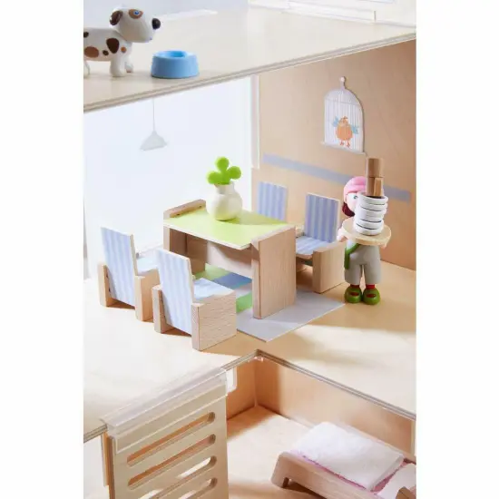 HABA Little Friends Dining Room - Wooden Dollhouse Furniture for 4" Bendy Dolls Multicolor {4}