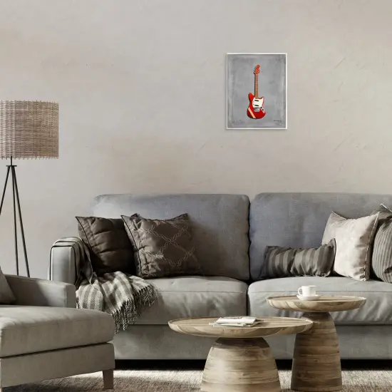 Stupell Industries Red Guitar on Grey Wall Plaque Design by Mark Rogan {2}