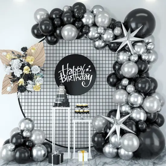 Red Black White Balloon Arch Kit Latex Balloon Silver {1}