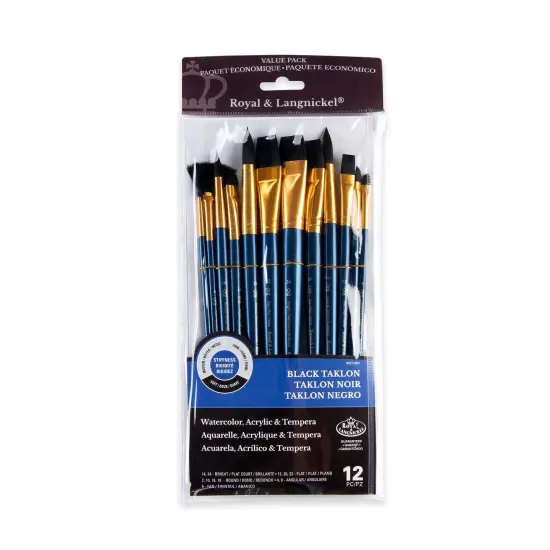 RSET-9301 | 12pc Black Taklon Long Handle Variety Brush Set {1}