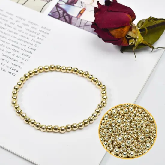 250pcs 14K Gold Filled Spacer Beads, Round Bracelet Beads,Seamless Smooth Metal Brass Beads，Lasting Round Spacer Beads for DIY Necklace Bracelet Jewelry Making (5mm) {3}