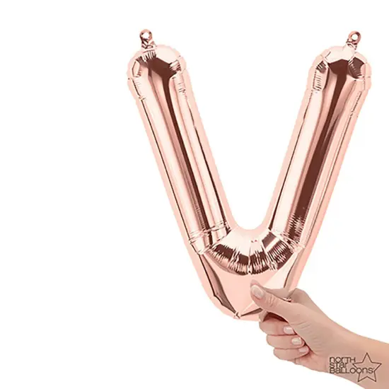 NorthStar Balloons&reg; 16 Inch Letter V Rose Gold Air Fill Only {1}