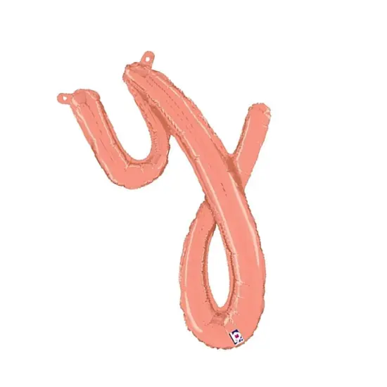 Betallic&reg; 24 inch Script Letter Y Rose Gold Air Fill Only Balloon {6}