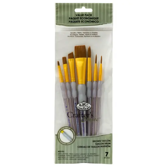 RCC 410 | Crafter's Choice&trade; 7pc Brown Taklon Variety Brush Set {1}