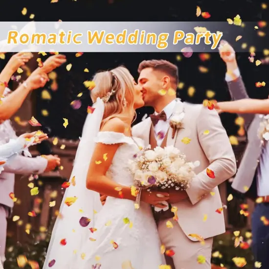 20+ Cups Real Rose Petals Biodegradable Wedding Flower Confetti, 2 QT Mixed Yellow Purple Pink Dried Roses Petals for Wedding {2}