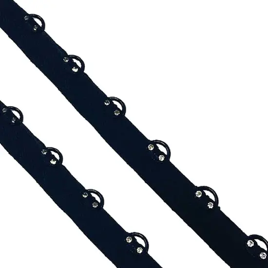 Black Eyelet Grommet Rhinestone Tape 1/2" Wide By the Yard {5}