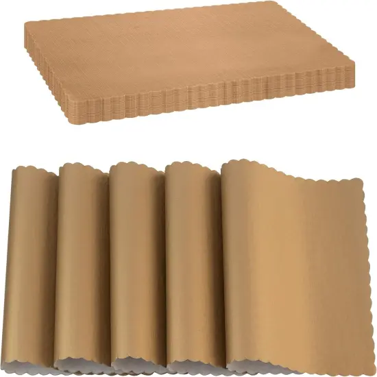 Paper Placemat Disposable, Gold Place Mats with Scalloped Edges, Durable Paper Placemat {1}