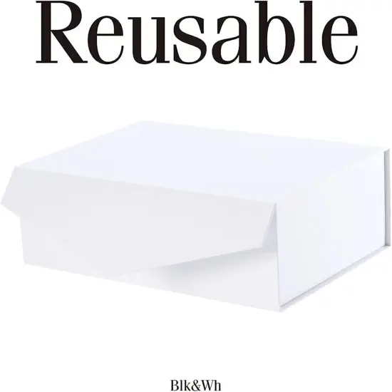 6 Gift Boxes, Large White Magnetic Bridesmaid Proposal Boxes with Lids (Matte White) {4}