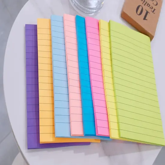 (8 Pads) Lined Sticky Notes, 8 Colors Self Sticky Notes Pad Its, Bright Post Stickies Colorful Big Rectangular Sticky Notes for Office, Home, School, Meeting, 40 Sheets/pad {3}