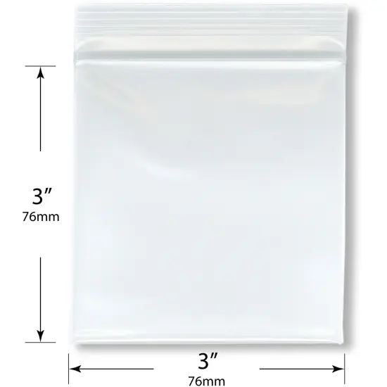 Plymor 3" x 3" (Pack of 100), 6 Mil Industrial Duty Zipper Reclosable Plastic Bags {3}