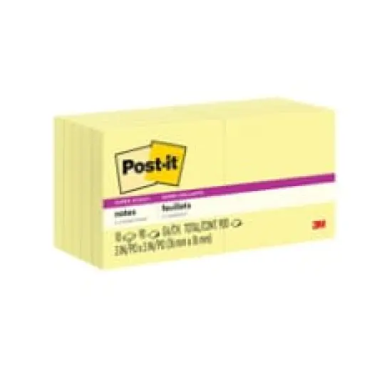 Post-it&reg; Super Sticky Notes 654-10SSCY,Canary Yellowk, 10/Pack, 3x3 (7.62 cm x 7.62 cm), 100% PEFC, SGSCH-PEFC-COC-110078 {1}