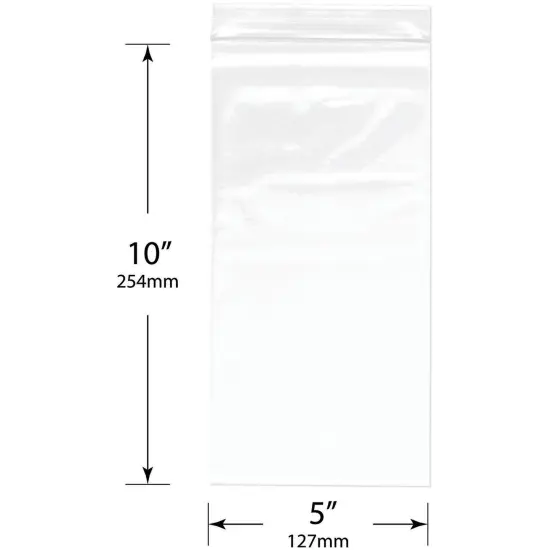 Plymor 5" x 10", 4 Mil Heavy Duty Zipper Reclosable Plastic Bags {3}