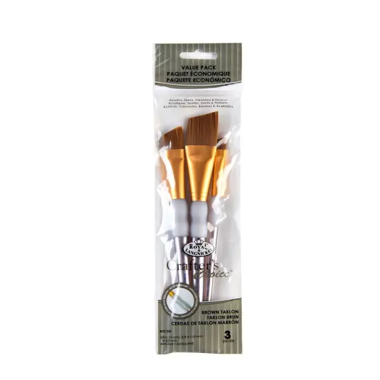 RCC 240 | Crafter's Choice&trade; 3pc Brown Taklon Angular Brush Set {1}