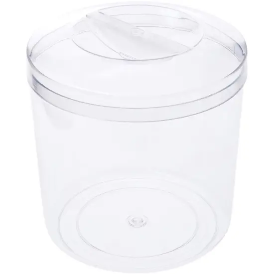 Pioneer Plastics 289C Clear Round Plastic Container with Pinch Style Lid, 7.9375" W x 7.5" H {1}