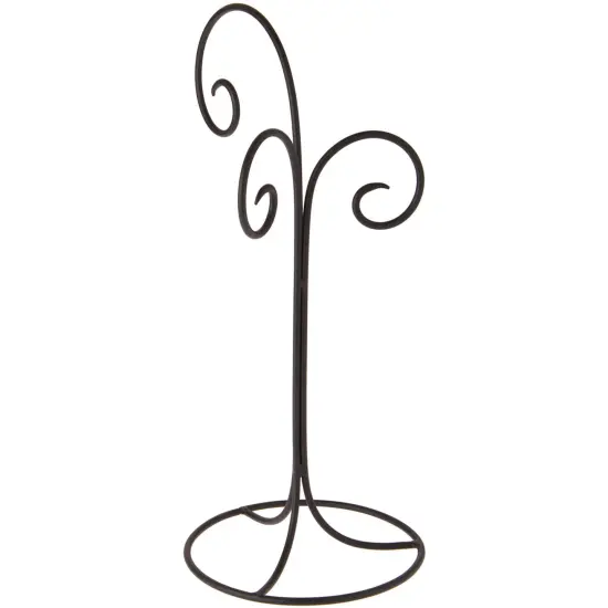 Bard's Black Wrought Iron 3 Arm Ornament Stand, 17" H x 7.5" W x 7.5" D {1}