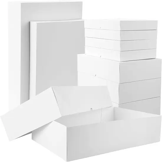 10 Sturdy White Gift Boxes for Presents - Premium Gift Boxes with Lids - 4-inch Deep Robe Boxes and Shirt Boxes {1}