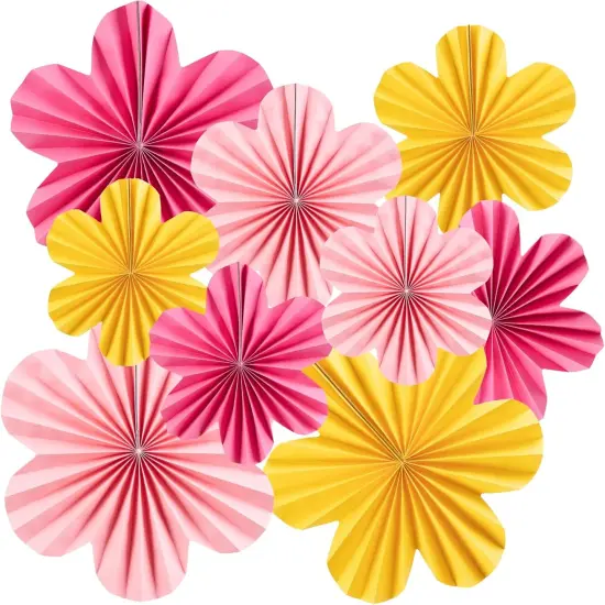 9 PCS Summer Paper Flowers Decorations for Wall Paper Fans Classroom Decoration Paper Floral Backdrop Decor Paper Fans Decoration {1}