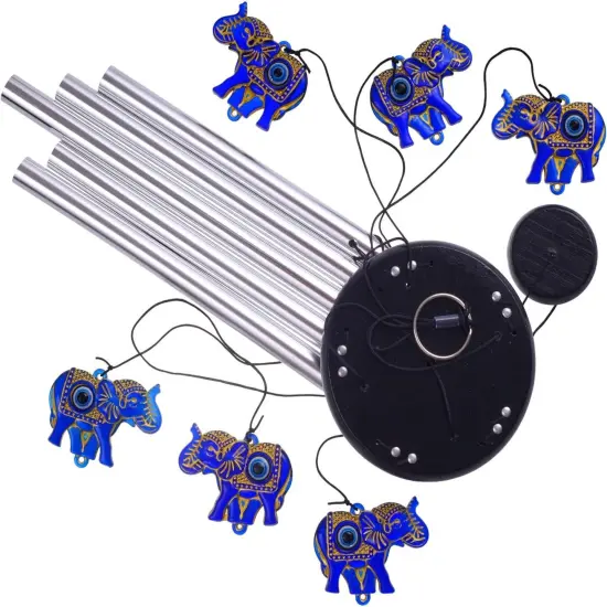 Elephants Wind Chimes Outdoor/Indoor Decoration - Hand-Made Elephant Wind Catcher, Romantic Elephants Chimes, Mobile Blue Elephants Wind Chimes Gifts for Mom, Home,Balcony,Tree,Festival,Garden Decor {4}