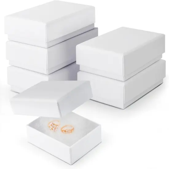 6-Pack Cotton Fill Cardboard Paper Jewelry Gift Box Case (White) {1}