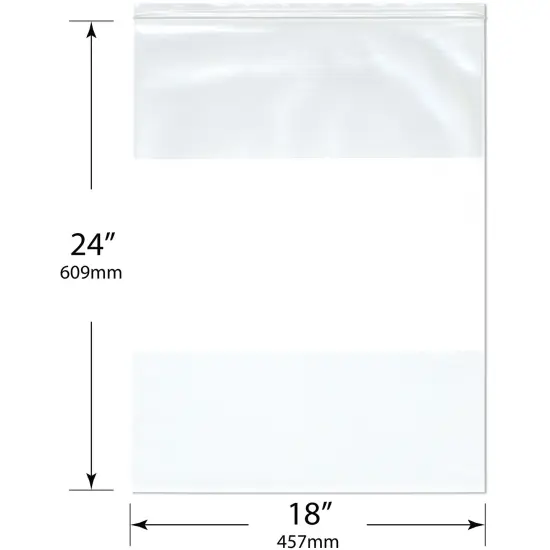 Plymor 18" x 24" (Pack of 50), 4 Mil Heavy Duty White-Block Zipper Reclosable Plastic Bags {3}