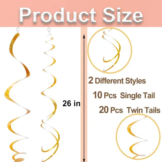 30 pcs Gold Hanging Swirl Party Decorations {2}