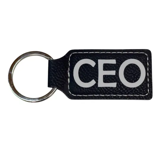 Keychain - Rectangle - CEO - Leather Black/Silver {1}