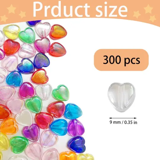 300 PCS Heart Beads, AB Acrylic Bead Heart Beads, for Jewelry Making DIY Bracelet arrings {4}