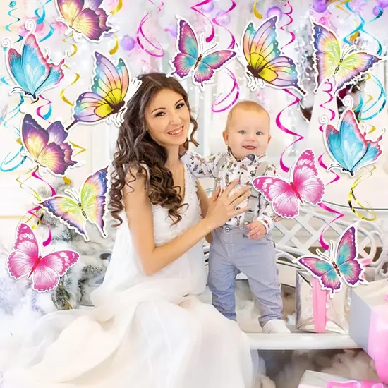 30 Pcs Butterfly Party Decoration Spring Butterfly Hanging Swirl Decoration Spring Summer Butterfly Hanging Ceiling Swirl {3}