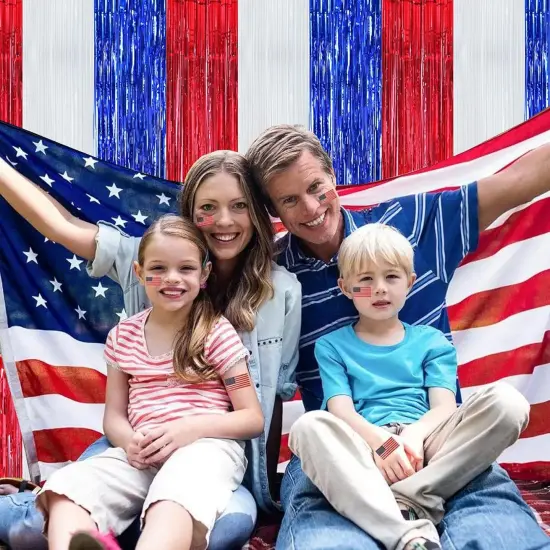 3 Pcs Red Blue White Door Streamers Curtain July 4th Party Streamers Backdrop 4th of July Party Wall Background for Party Decoration Photo Booth Props(3.28 ft x 6.56 ft) {3}