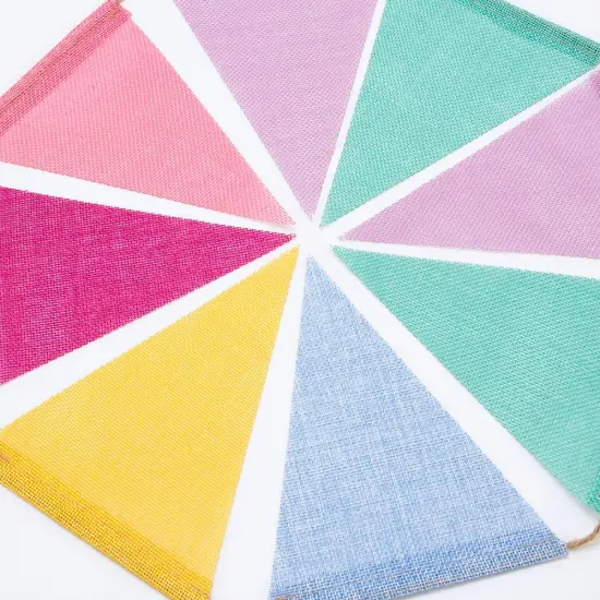 60 Flags Imitated Burlap Pennant Banner - Multicolor Fabric Triangle Rainbow Flag Bunting {4}
