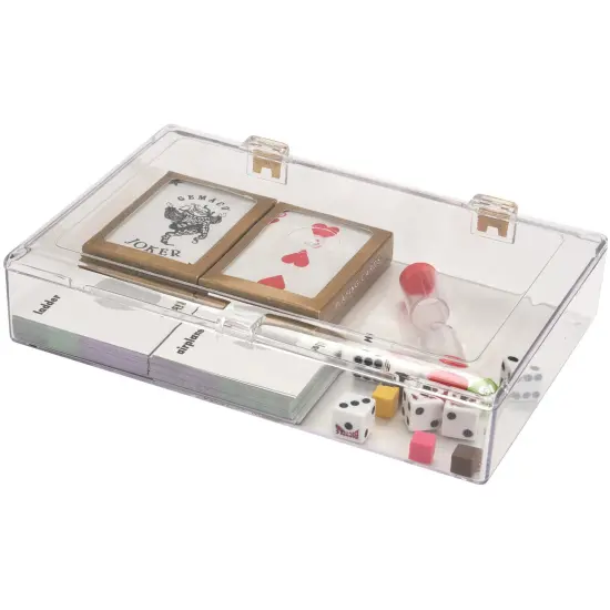 Pioneer Plastics 600C Clear Rectangular Plastic Hinged Container, 9.5" W x 6.25" D x 1.5625" H {3}