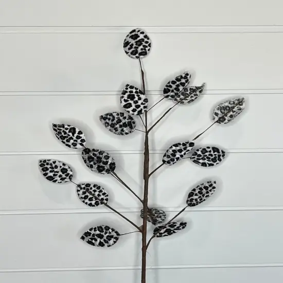 Elegant Frost: 32-Inch Snow Leopard Leaves Spray-(128705) {3}