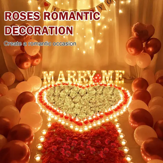 300PCS Gold Artificial Silk Rose Petals Fake Rose Flower Petals for Valentines Romantic Night Wedding Proposal Anniversary Party Decorations {5}