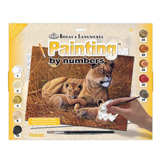 PJL26 | Painting by numbers&trade; 13pc 11.25" x 15.375" African Lioness & Cubs Painting Project {1}