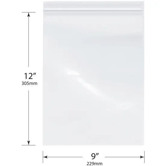 Plymor 9" x 12", 6 Mil Industrial Duty Zipper Reclosable Plastic Bags {3}
