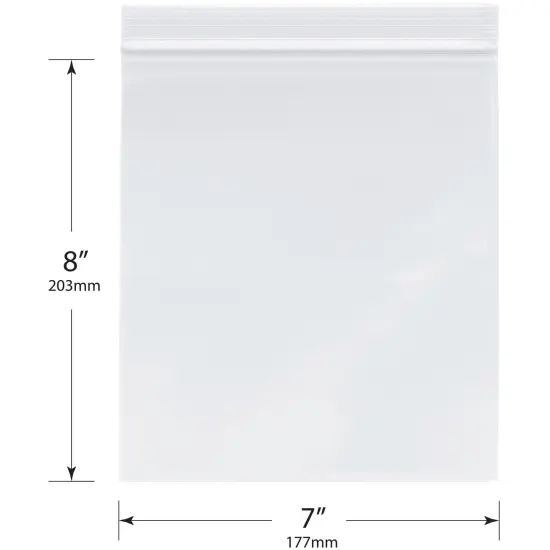 Plymor 7" x 8", 2 Mil Zipper Reclosable Plastic Bags {3}