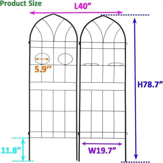 2-Pack Rustproof Metal Garden Trellis Plant Support {5}