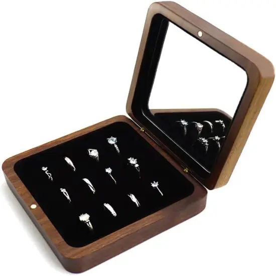 Rustic Wooden Ring Storage - 12 Slots {3}