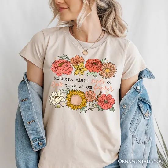 Seeds of Love Mama Floral T-Shirt, White, Natural and Black Retro Tee for Sentimental Mothers {6}