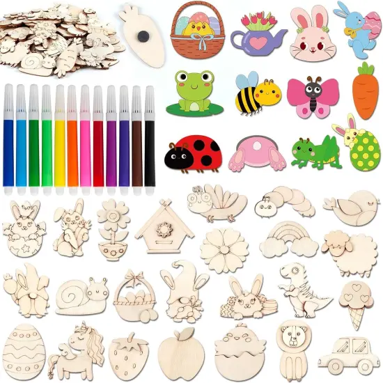 6 Pcs Spring Wooden Magnet Painting Craft Kit {1}
