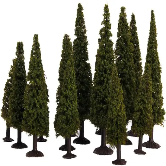 15pcs Green Scenery Landscape Model Cedar Trees with Box {1}