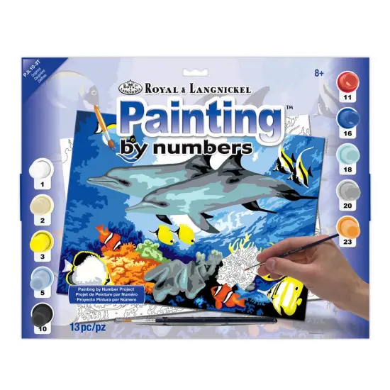 PJL10 | Painting by numbers&trade; 13pc 11.25" x 15.375" Dolphins Painting Project {1}