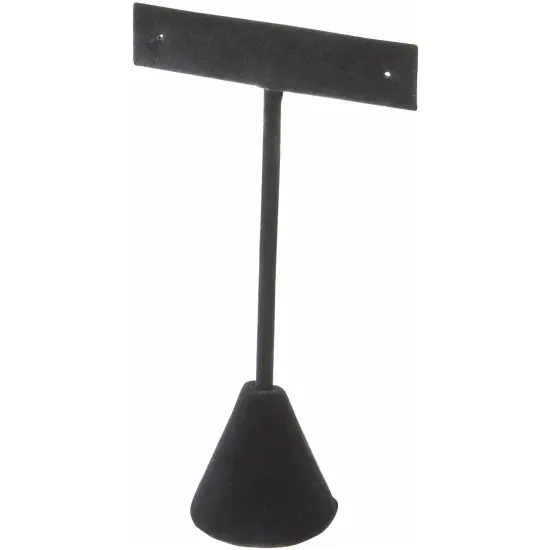 Plymor Black Velvet "T" Style, Single Pair Earring Display Stand, 2.5" W x 1.25" D x 4.5" H {1}