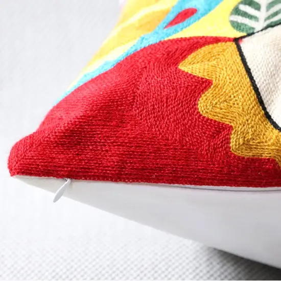 Soft Cotton Throw Pillow Covers Abstract Art Embroidery Square Cushion Cover Outdoor Balcony Pillow Cases for for Sofa Living Room and Bed 18 x 18 Inch (Pattern-2) {5}