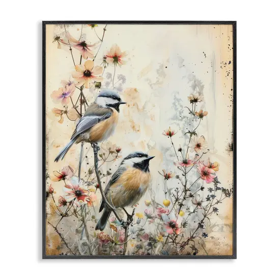 Stupell Industries Sparrows Perched on Florals Framed Giclee Design by Arlington Prints {1}
